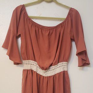 NWT Rue21 Rose Romper Off-Shoulder LG White Lace